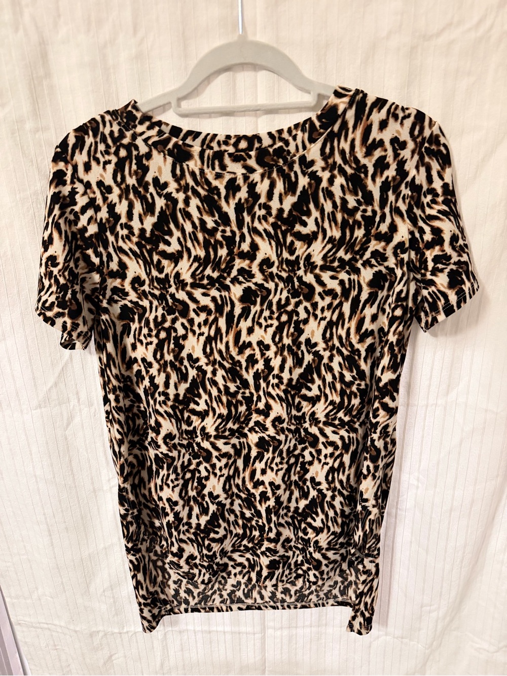 Halogen Short Sleeve Leopard Print Tee - Black & Cream
